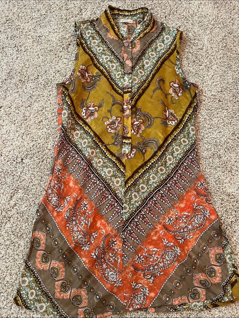 Honey Punch Sleeveless Tunic Top in Olive & Rust